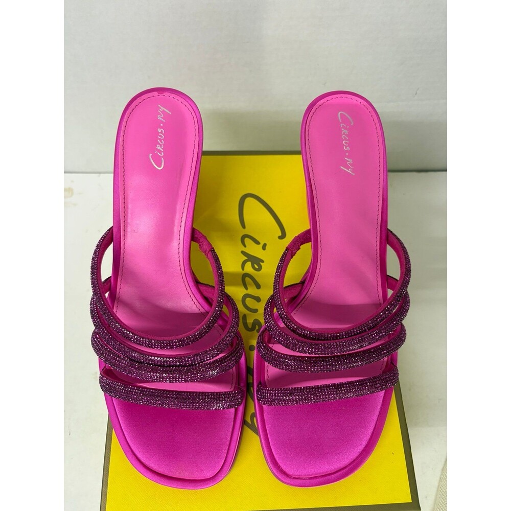 Circus NY Women's Heddie Embellished Mule Sandals in Pink Punch Block Heel Sz 9M - Picture 5 of 8
